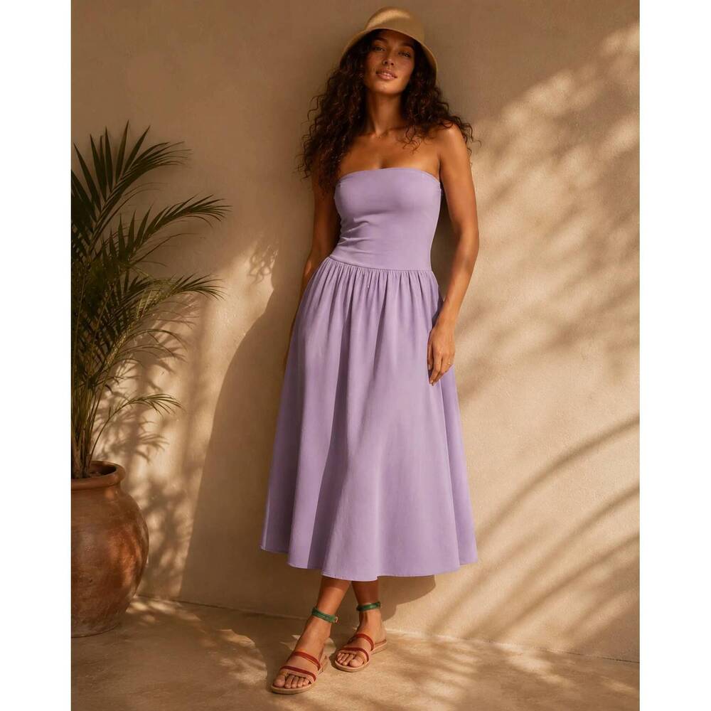 NEW NAKED ZEBRA harper tube top maxi dress in spring lilac